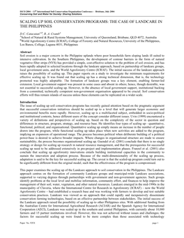 Scaling up Soil Conservation Programs: the Case of Landcare in the Philippines