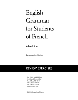 English Grammar for Students of French