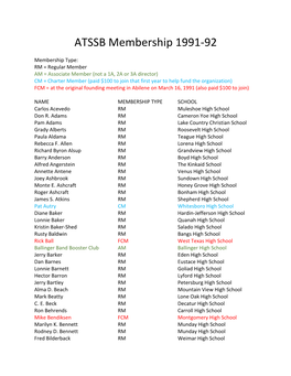 ATSSB Membership 1991-92
