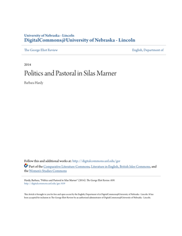 Politics and Pastoral in Silas Marner Barbara Hardy