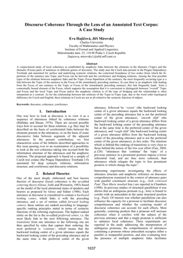 Discourse Coherence Through the Lens of an Annotated Text Corpus: a Case Study