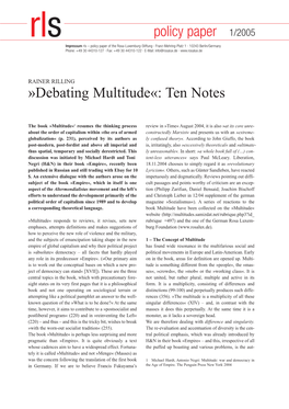 Debating Multitude«: Ten Notes