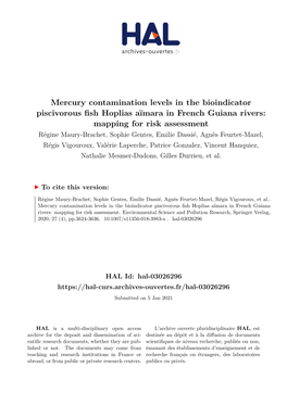 Mercury Contamination Levels in the Bioindicator