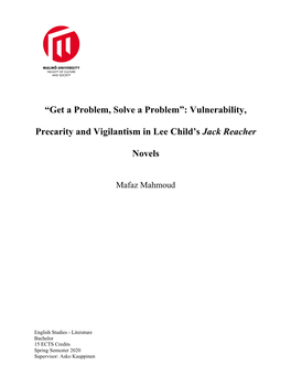 Vulnerability, Precarity and Vigilantism in Lee Child's