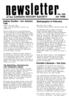 Of the CAMDEN HISTORY SOCIETY No 108 Jul 1988