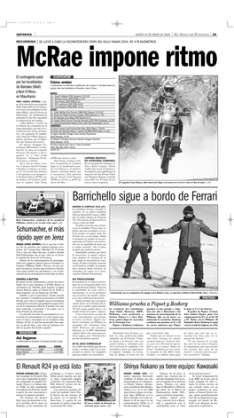 Barrichello Sigue a Bordo De Ferrari