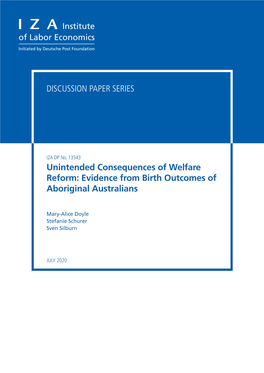 Unintended Consequences of Welfare Reform: Evidence from Birth Outcomes of Aboriginal Australians