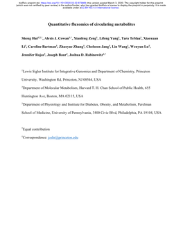 Quantitative Fluxomics of Circulating Metabolites