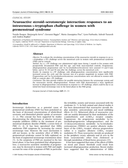 Neuroactive Steroid±Serotonergic Interaction