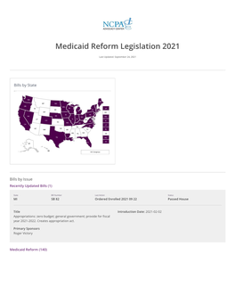 Medicaid Reform Legislation 2021