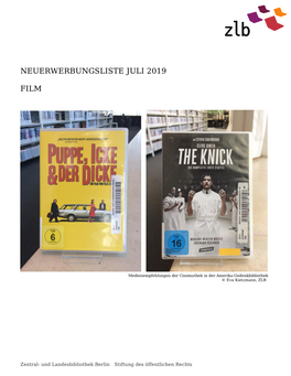 Neuerwerbungsliste Juli 2019 Film