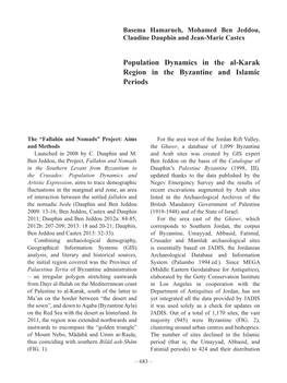 Population Dynamics in the Al-Karak Region in the Byzantine and Islamic Periods