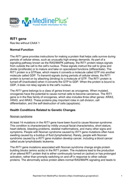 RIT1 Gene Ras Like Without CAAX 1