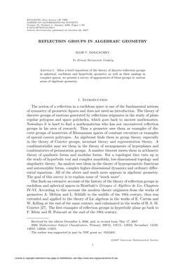 Reflection Groups in Algebraic Geometry