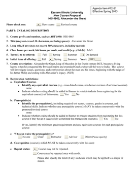 New/Revised Course Proposal Format