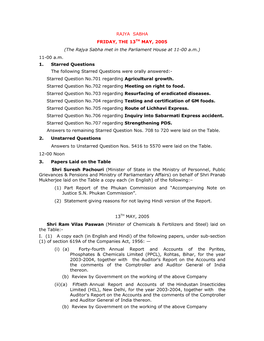 204Th Session of Journal of Rajya Sabha