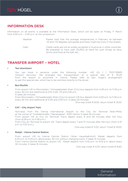 Information Desk Transfer Airport – Hotel