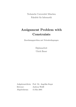 Assignment Problem with Constraints