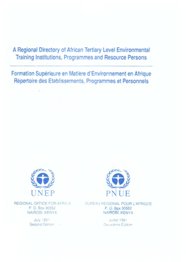 A Regional Directory of African Tertiary Lev& Environmental