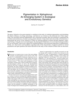 Pigmentation in Xiphophorus: an Emerging System in Ecological and Evolutionary Genetics