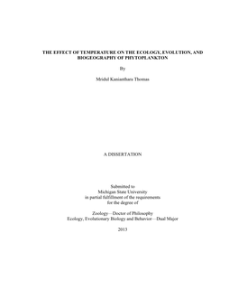 The Effect of Temperature on the Ecology, Evolution, and Biogeography of Phytoplankton