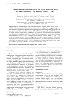 Chemical and Microbial Changes of Fish Fingers Made from Mince and Surimi of Common Carp (Cyprinus Carpio L., 1758)