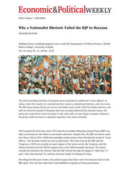 Why a Nationalist Rhetoric Failed the BJP in Haryana