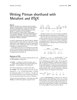 Writing Pitman Shorthand with Metafont and LATEX