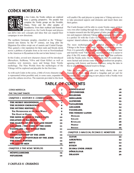 Table of Contents Codex Nordica