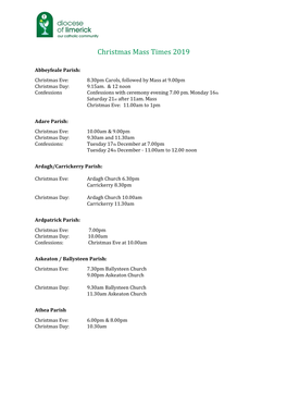 Christmas Mass Times 2019