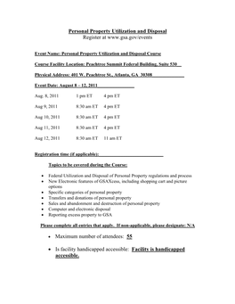 GSA Events Information Form (GEIF)