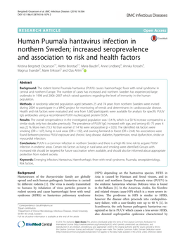 Human Puumala Hantavirus Infection in Northern Sweden