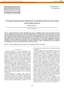 A Program Optimization Method for Embedded Software Developed
