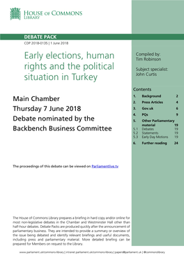 Early Elections, Human Rights and the Political Situation in Turkey 3