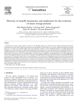 Diversity of Stonefly Hexamerins and Implication for the Evolution Of