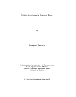 Stability in Adversarial Queueing Theory Panagiot Is Tsaparas