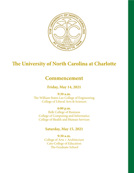 The University of North Carolina at Charlotte Commencement