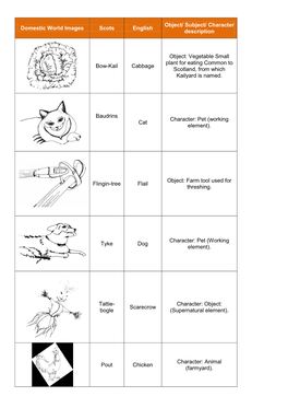 Domestic World Images Scots English Object/ Subject