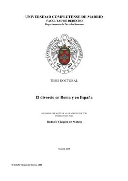 El Divorcio En Roma Y En España