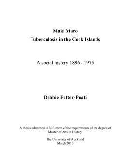 TB in the Cook Islands 31 Training 36 Health Services 41 Conclusion 49