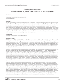 Representations of Jewish Food Practices in Der Ewige Jude