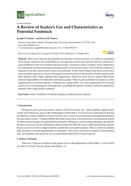 A Review of Kudzu's Use and Characteristics As Potential Feedstock