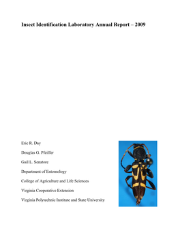 Insect Identification Laboratory Annual Report – 2009