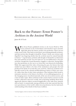 Ernst Posner's Archives in the Ancient World