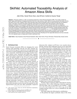 Skillvet: Automated Traceability Analysis of Amazon Alexa Skills