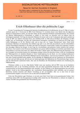 Erich Ollenhauer Über Die Politische Lage