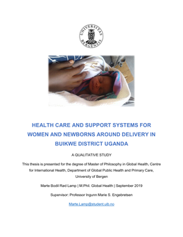 Health Care and Support Systems for Women and Newborns Around Delivery in Buikwe District Uganda