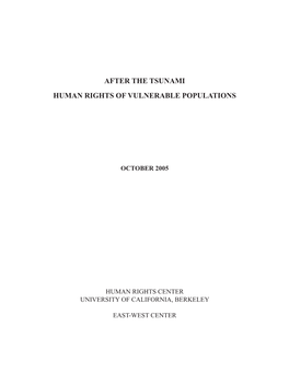 After the Tsunami Human Rights of Vulnerable Populations