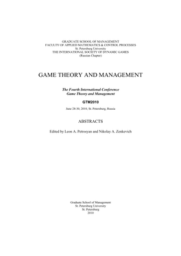 Game Theory and Management