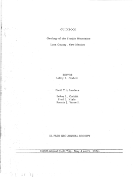 Geology of the Florida Mountains, Luna County, New Mexico